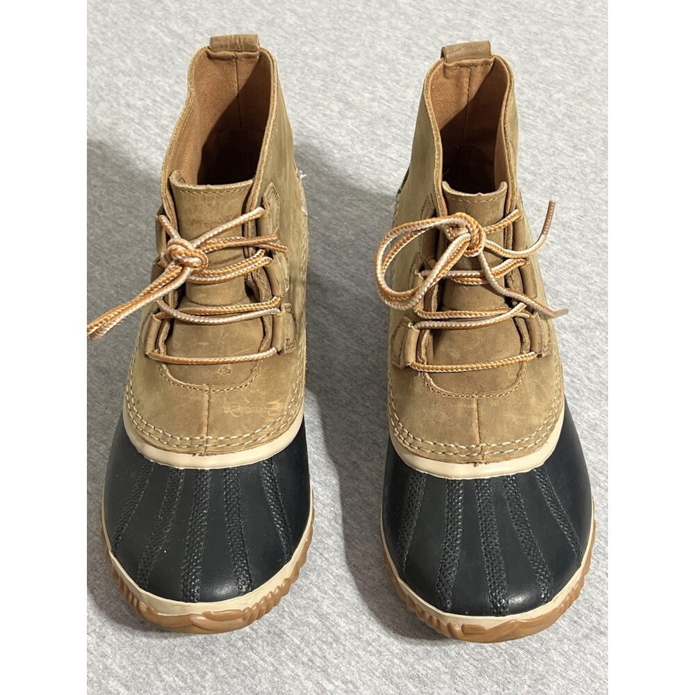 Sorel Out N About Leather Boots Womens Size 9 Brown Black Waterproof Duck Ankle - Picture 5 of 13